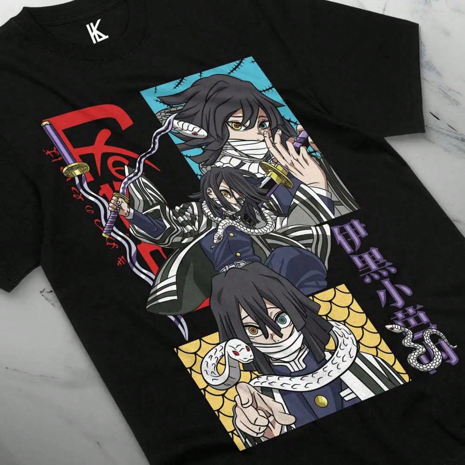 Obanai Iguro T-Shirt Kimetsu No Yaiba, Anime Shirt Gift S разноцветный