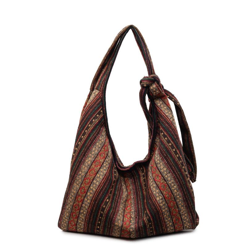 

Полосатая сумка через плечо Женская сумка-тоут Большая вместимость Сумка под мышкой коричневый