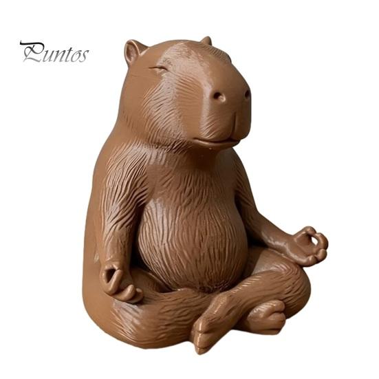 Meditating Animal Sculpture Capybara Figurine, 3D Printed Yoga Statue, Zen Cute Statue Ornament for Home Office Shelf Decoration Relaxing Room