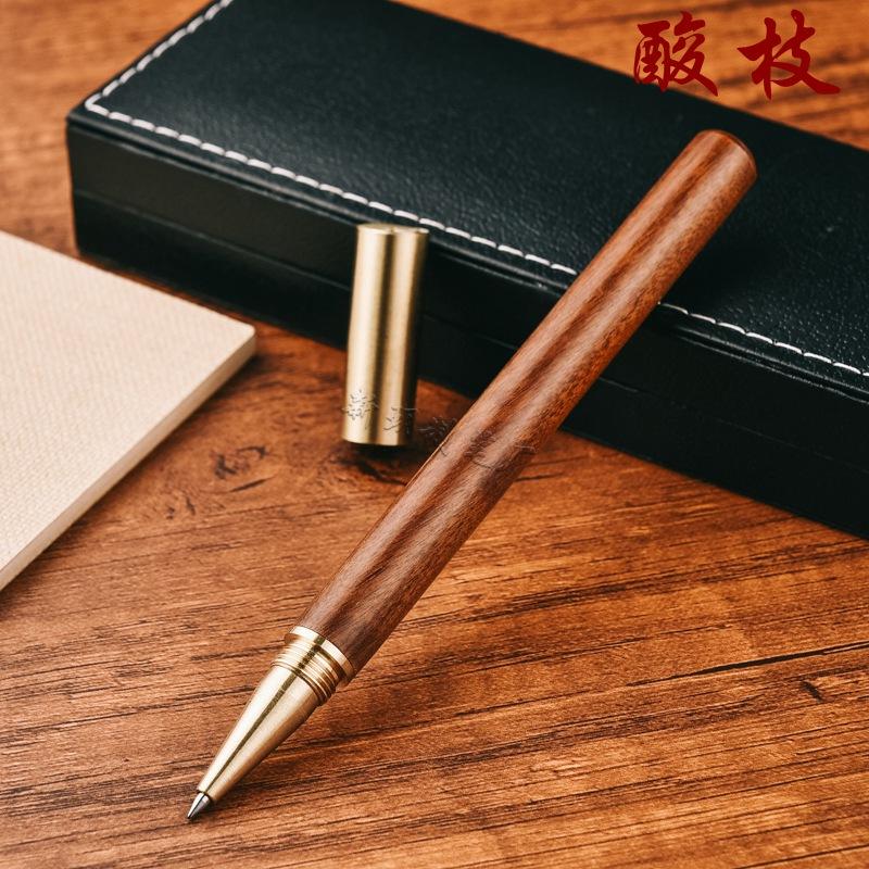 Vintage Wood Signature Pen Wooden Pen Copper Wood Pen Orb Pen, Metal Brass Neutral Pen Laser