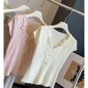 Fashion Lace Short-sleeved Knitted Sweater Women's Summer Design Temperament V-neck Versatile Slim-fitting Top