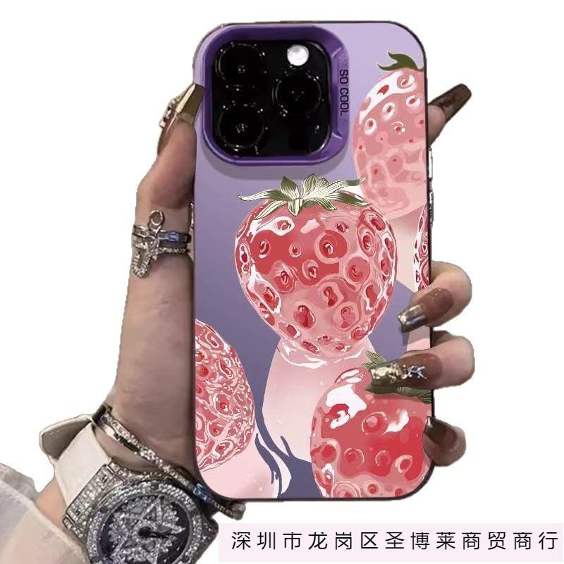 The new crystal strawberry is suitable for iphone16 mobile phone case Apple 15promax/1413pro/12/11.