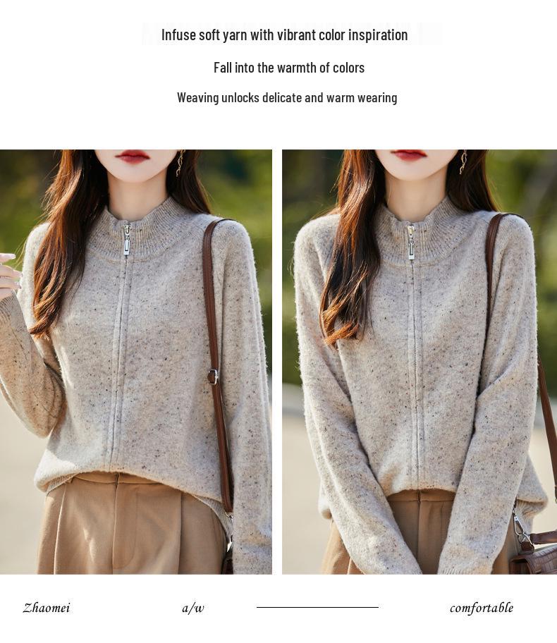 Women's Wool Polka Dot Knit Cardigan - 2025 Autumn/Winter Retro Style Loose Sweater Coat