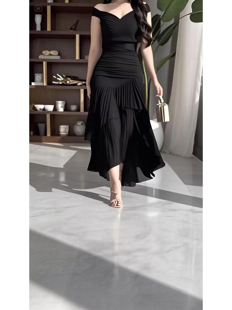 2025 Summer Women's Sweet Style Sleeveless Slim-Fit Solid Color Mid-Waist Long Dress