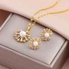 New Fashion Gold Plated Necklaces Earrings Sets For Women Female Trendy Party Jewelry Girls Daily Wear Neck Chain Earrings