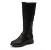 Winter European and American Large Size Belt Buckle Low Heel High Boots Side Zipper Knight Women's Boots Martin Boots