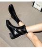 2024 Autumn/Winter Women's Elastic Slimming Chunky Heel Ankle Boots with Square Toe & Back Zipper