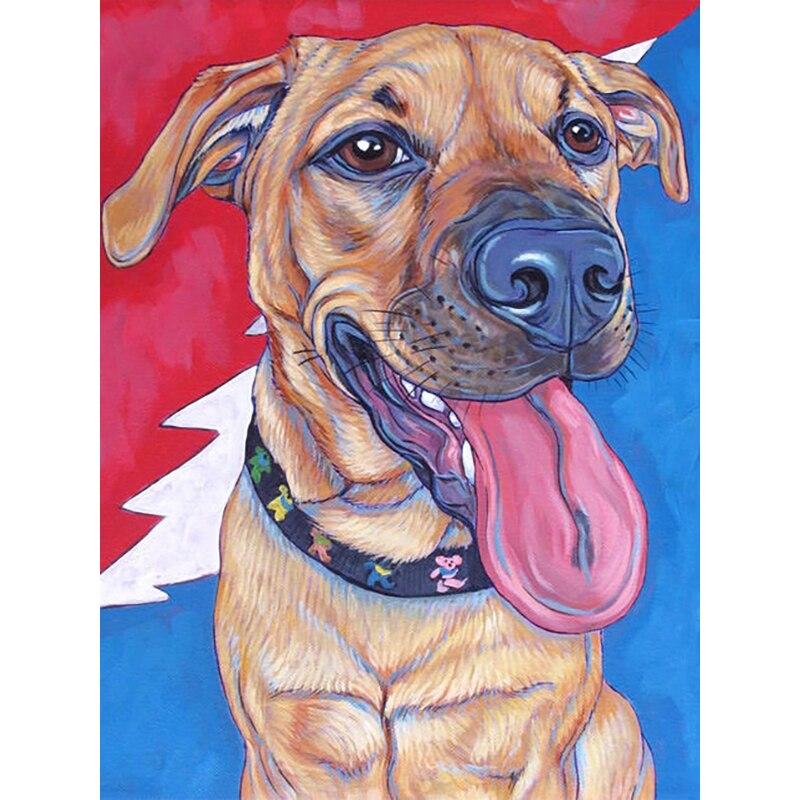 Neues 5D-Diamant-Gemälde zum Selbermachen, Ölgemälde, Hund, Diamant-Stickerei, Strasssteine, Kunsthandwerk, kompletter runder Bohrer, Heimdekoration, Kunst-Geschenk