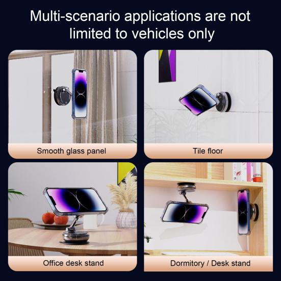 Magnetic Car Phone Holder Black Vacuum Suction Mount 360 Degrees Rotatable & Strong