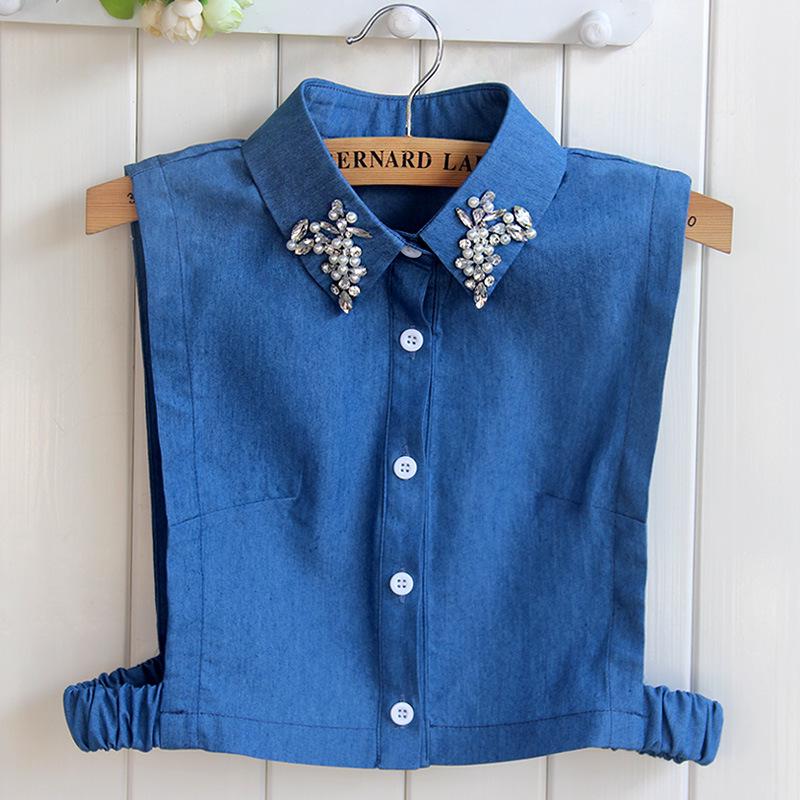 Korean Beaded Denim Detachable Collar - Women s Spring/Fall Versatile Layer