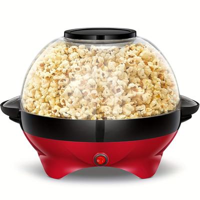 Stroj na popcorn, 5l stroj na popcorn, nepřilnavý talíř, elektrické míchání s technologií rychlého zahřívání, chladné rukojeti (Červená černá)