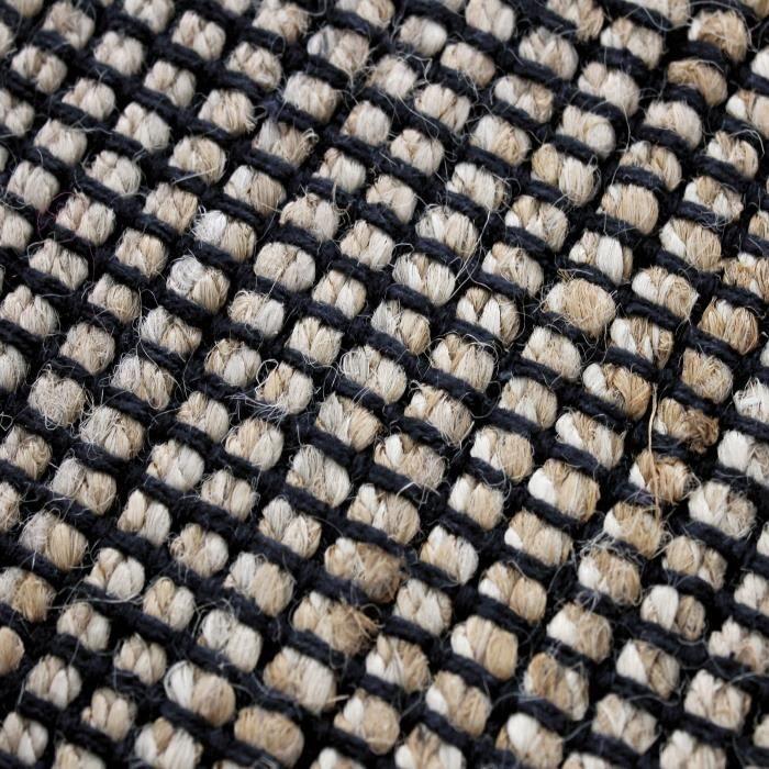 Woven Jute and Black and Natural Cotton Rug 120x170