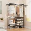 Household Coat Stand Double-Row Floor Hanger Durable Storage Wardrobe  Bedroom Floor