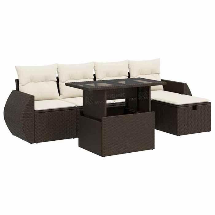VidaXL Garden Lounge Set with Cushions 6 Pcs Brown Braided Resin 3327893