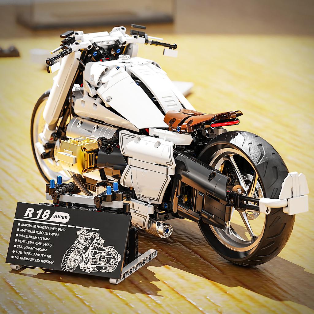 Supercar Building Block City Technique 1:5 Scale Model R18 Motorcycle Racing Speed Champions Sport Vehicles Car Toy Children's Birthday Gift No.T4055