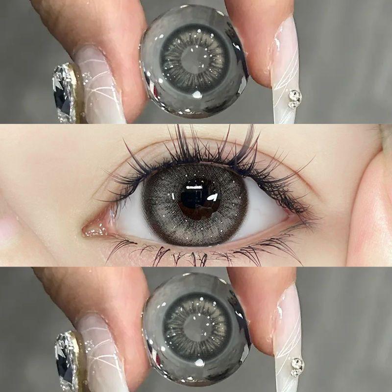 Mill Creek Grey Contact Lens Belt Grade 14.5MM Big Eye Thai Milk Tea Series Grey GDIA: 14.2MM 1 Year Use Soft Hydrogel WT: 40%