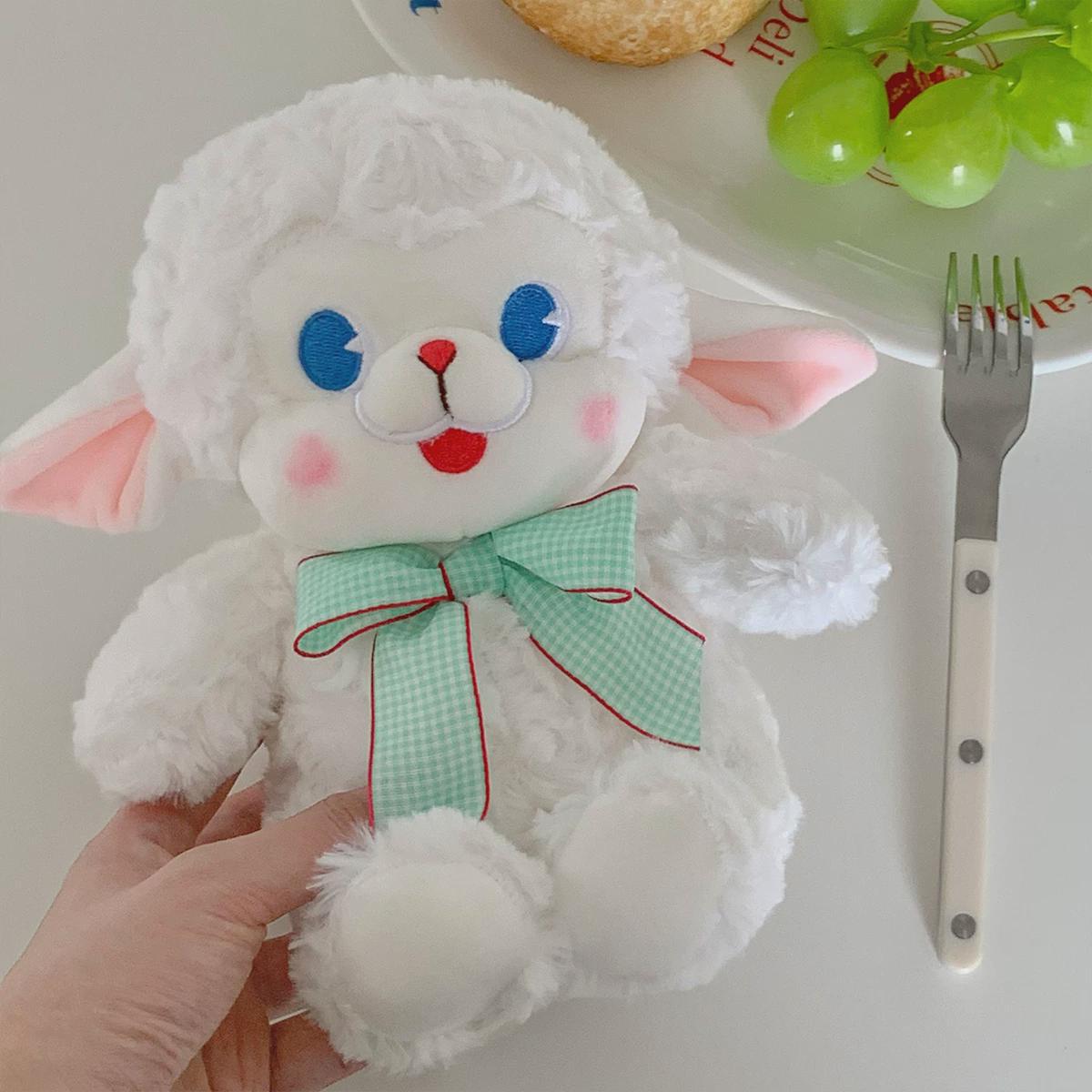 

Soft cute bow tie little sheep doll cute girl lamb throw pillow plush toy claw machine doll children s day gift 25cm