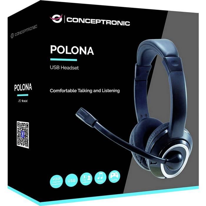 Headset - CONCEPTRONIC - POLONA 01B - Kablet USB - Circumaural - Svart