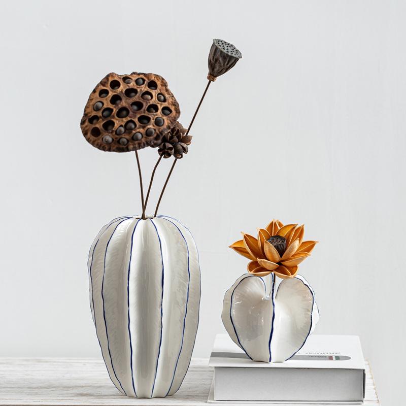 Wind Simulation Fruit Handicraft Small Mouth Vase Creative Ceramic Dried Flower Flower Arrangement Home Life Gardening Decoration