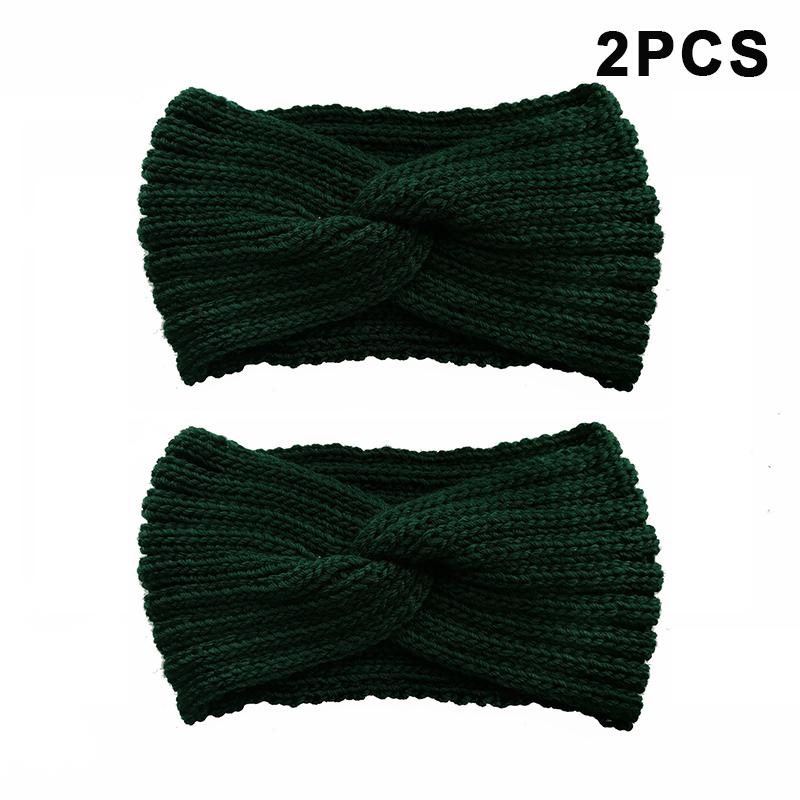 2Pcs Women'S Winter Warm Headbands - Thick Knit Ear Strap Hair Accessories Winter Headbands Cold Weather Gear Stylish Headwear