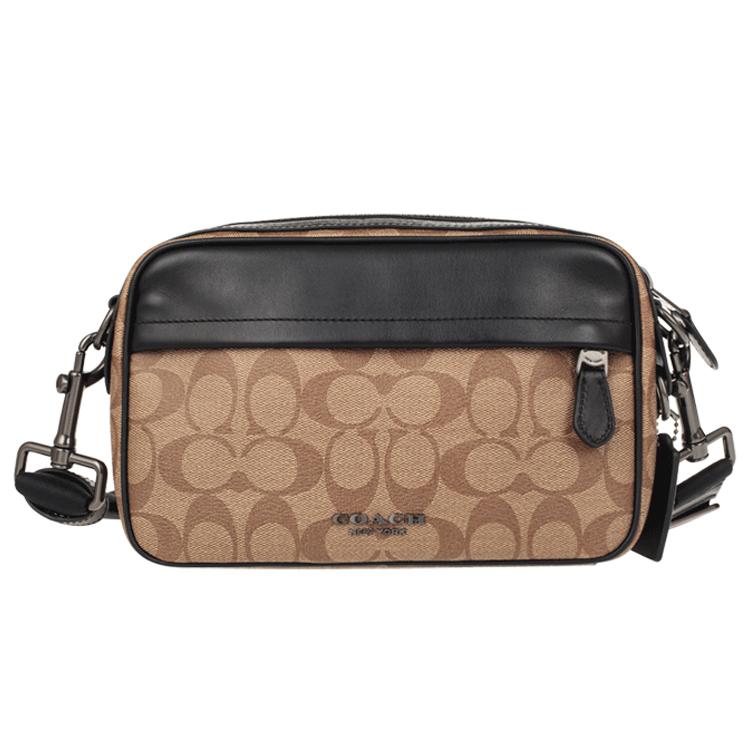 

Новая сумка-камера COACH Graham из коровьей кожи, сумка через плечо, сумка кроссбоди среднего размера, мужская, черная и хаки и коричневая, с монограммой 50715-QBTN2 23.1*5.1*15.0CM