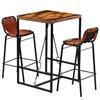 VidaXL 3-piece Bar Set Solid Recycled Wood and Goatskin