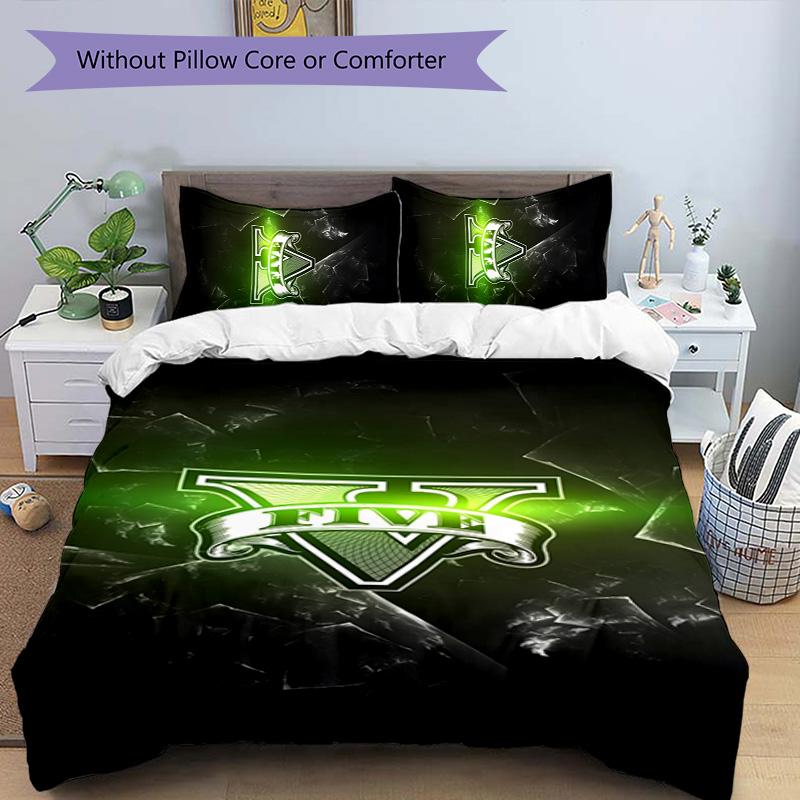GTA 3pcs Bedding Set Duvet Cover Closure Includes 1 Duvet Cover & 2 Pillowcases for All Seasons Bedroom Home Dorm Decor