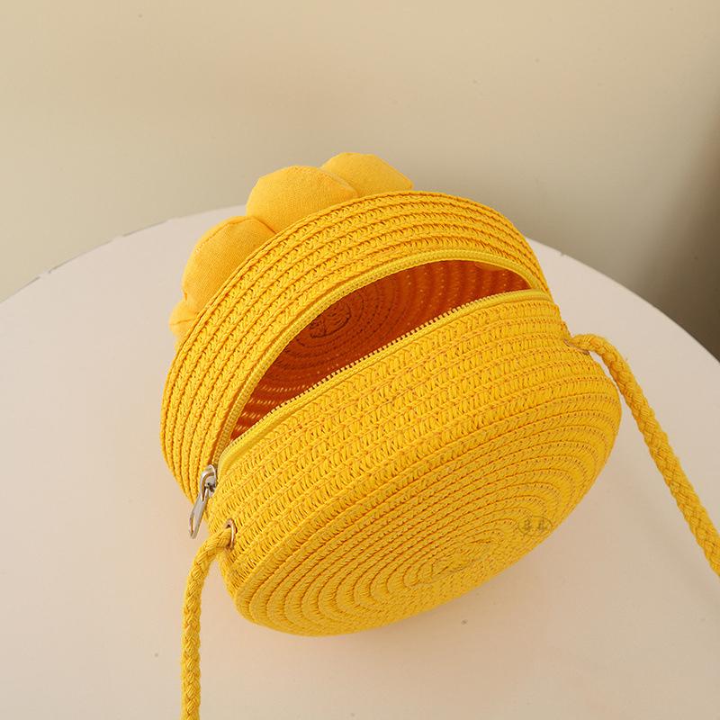 Round Straw Bag Women Woven Crossbody Beach Bag for Ladies Cute Rattan Handmade Knitted Shoulder Bag