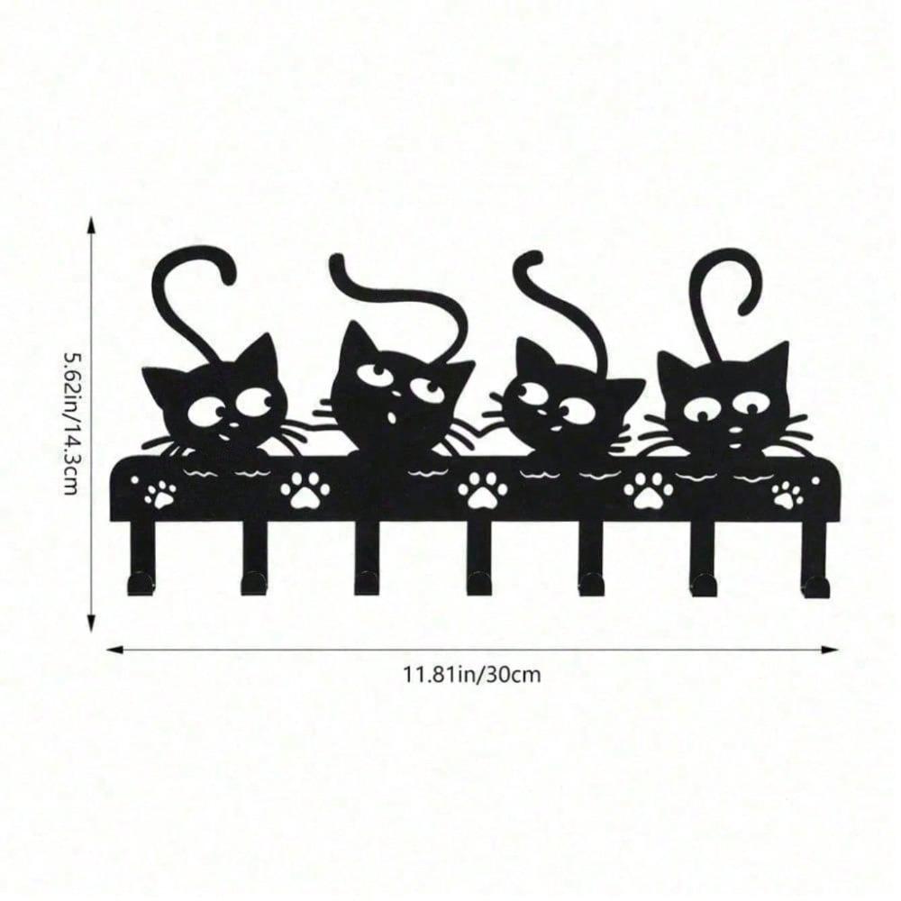 

Vintage Cat Key Holder with 7 Hooks, Rustproof Metal Wall Organizer for Entryway, Kitchen, Bathroom and Office Decor разноцветный