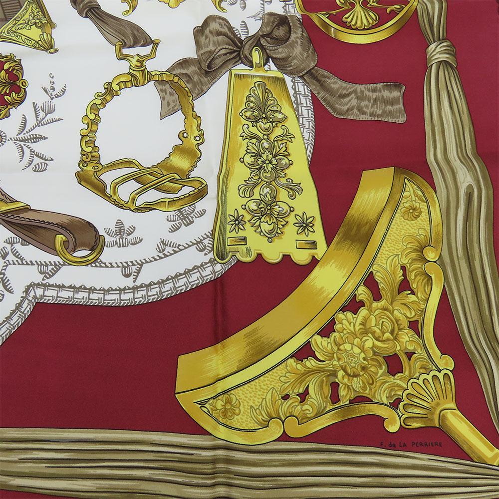 Gebrauchter HERMES Schal Calle 90 Seide Rot Weiß Modisch