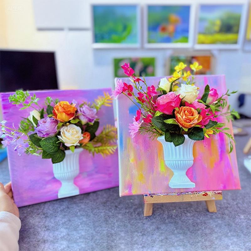 Chic French Oil Painting Style Half Wall Vase for Stylish White Flower DIY Home Decoration Projects