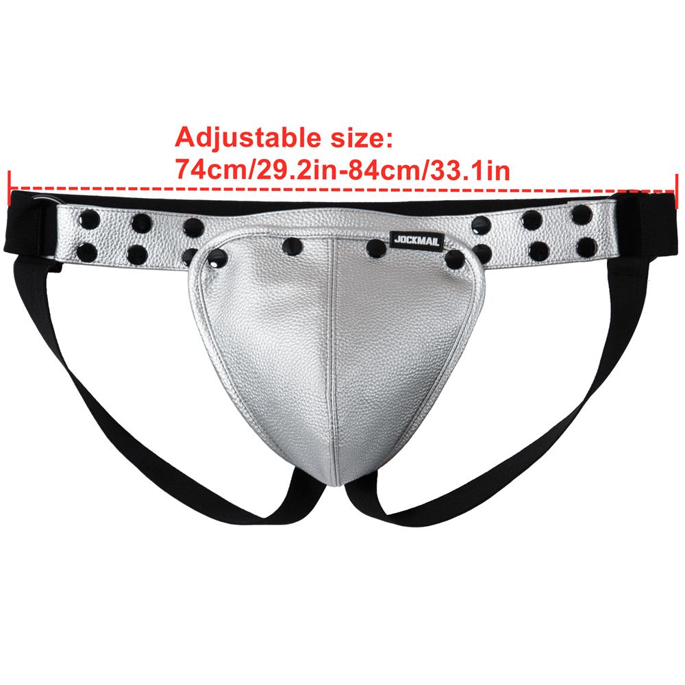 Jockstraps JOCKMAIL One Size Specification Adjustable Waist Size G-string Imitation Leather Removable Scrotal Pouch Fashionable Men's Thong Underwear