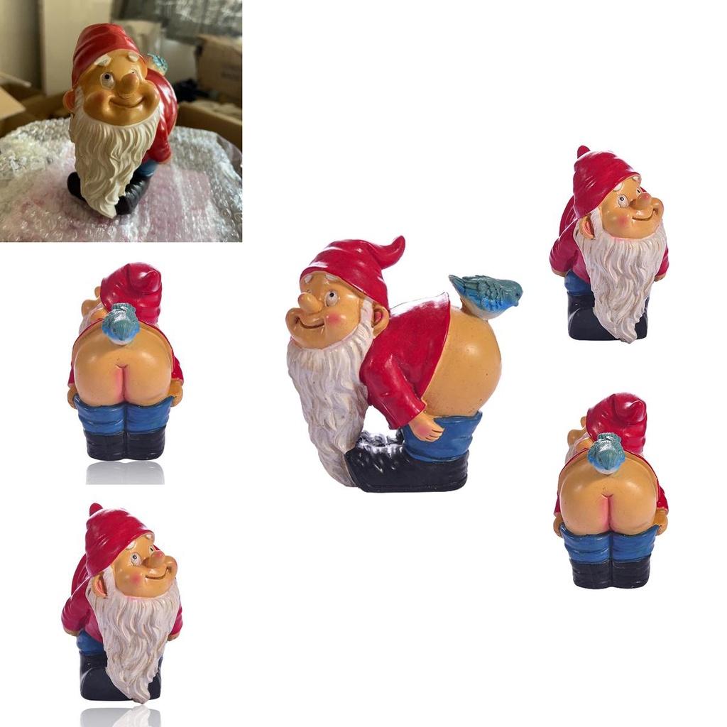 Cheeky Garden Gnome Statue Funny Dwarf Figurine For Outdoor Decoration
