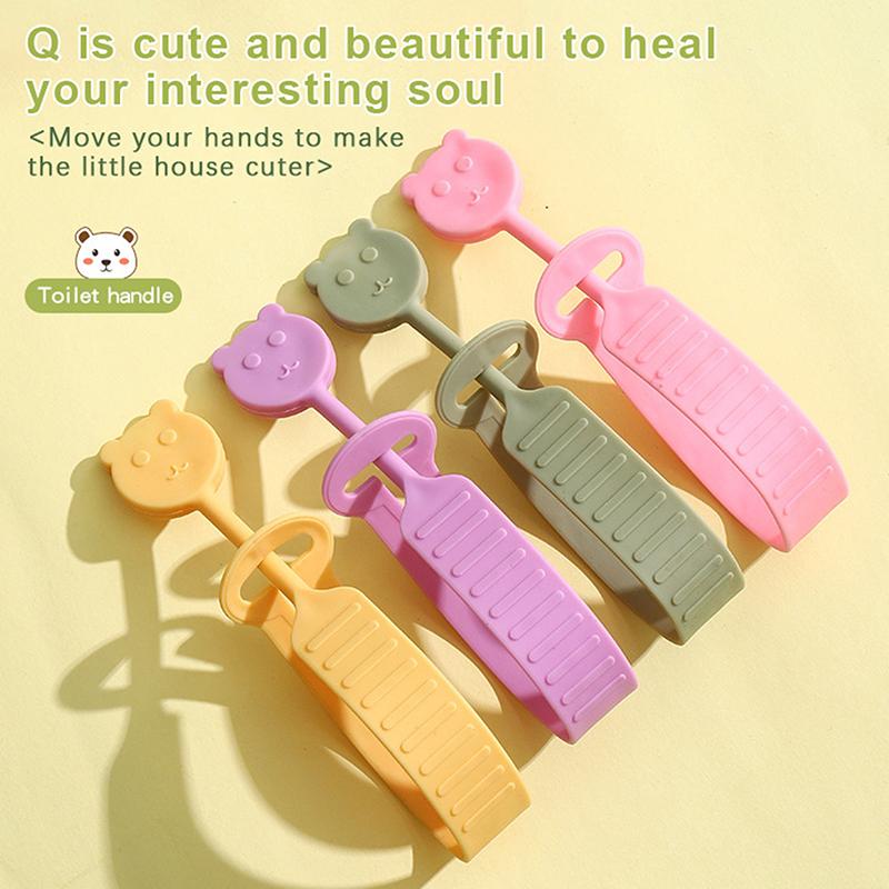 Silicone Little Bear Toilet Seat Lifter Toilet Lifting Device Creative Lift Toilet Ring Handle Anti-Dirt Handle Wc Accessories
