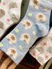 [Cute Mid Tube Cat Print] 1-4Pairs Cartoon Cat Print Socks, Comfort & Cute Mid Tube Socks, Women's Stockings & Hosiery