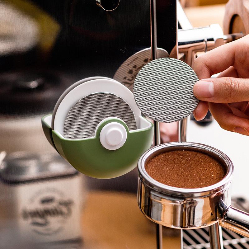 Organizator compact pentru accesorii pentru aparate de cafea: Mâner italian, ibric Moka, hârtie de filtru, bol pentru pudră și suport pentru distribuirea apei