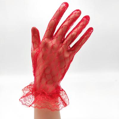 Elegant Style Lace Hollow-Out Gloves Women Black Red White Short Lace Bridal Gloves Wedding Party Accessories Gloves 2021 New