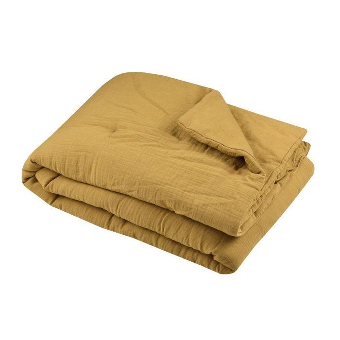 Plaid ou Edredon en gaze de coton 125 x 150 cm Colors moutarde