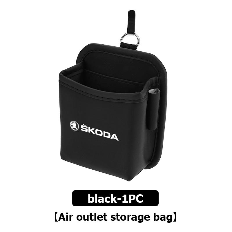 cqmes7 For Skoda Car Air Outlet Storage Box Hanging Phone Lipstick Lighter Organizer Bag Holder Rapid Octavia Derivative Enyaq-iV