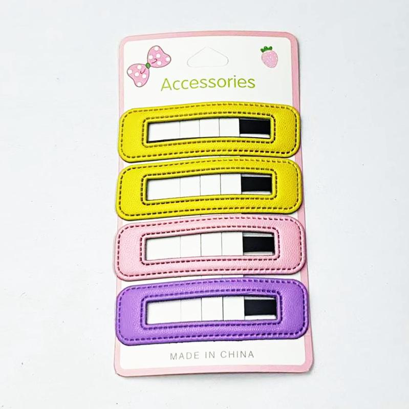 Square Leather Hairpin for Girls - Trendy Student Fashion Clip for Side Bangs and Back of Head