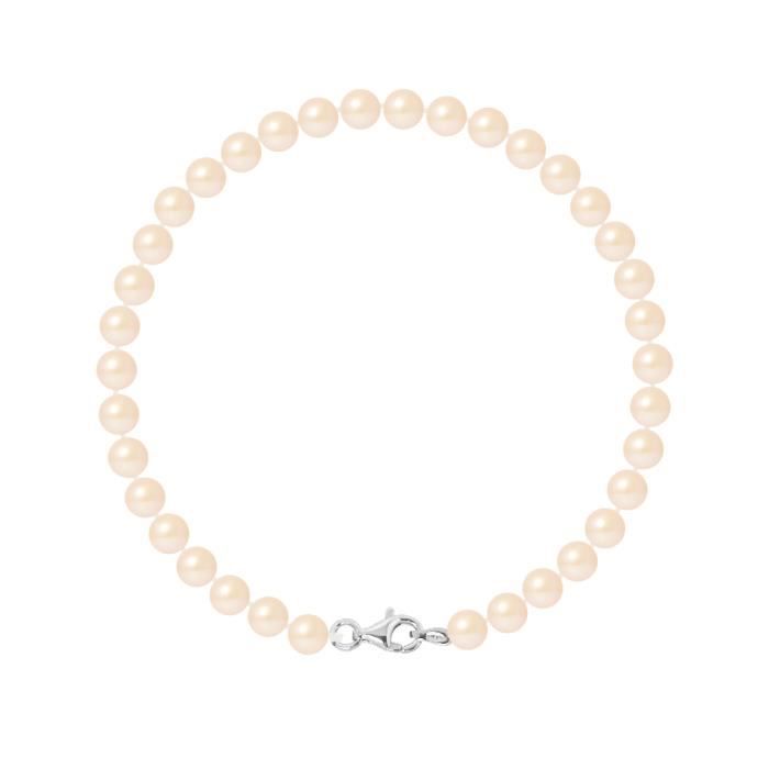 PERLINEA - Bracciale - Autentiche perle coltivate dacqua dolce rotonde 5-6 mm Rosa naturale - Argento sterling 925 - Gioielli da donna