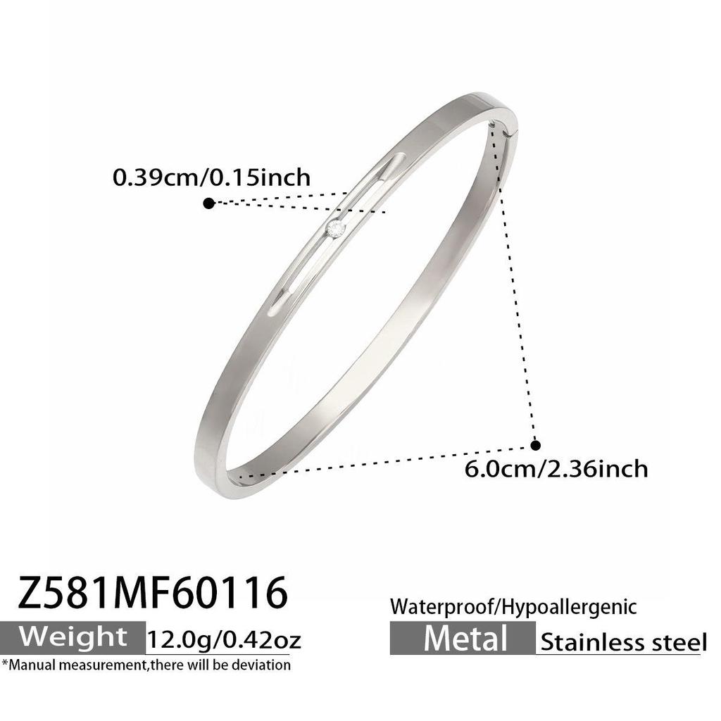Stainless Steel Geometric Zirconia Bracelet - Chic European American Cross-Border Style Set
