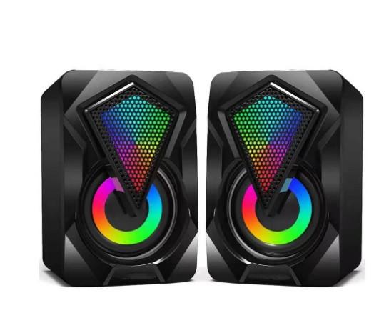 

1 пара проводных USB-стерео сабвуферов, красочный светодиодный светильник для портативного компьютера, звуковая коробка с тяжелыми басами, музыкальный плеер чёрный