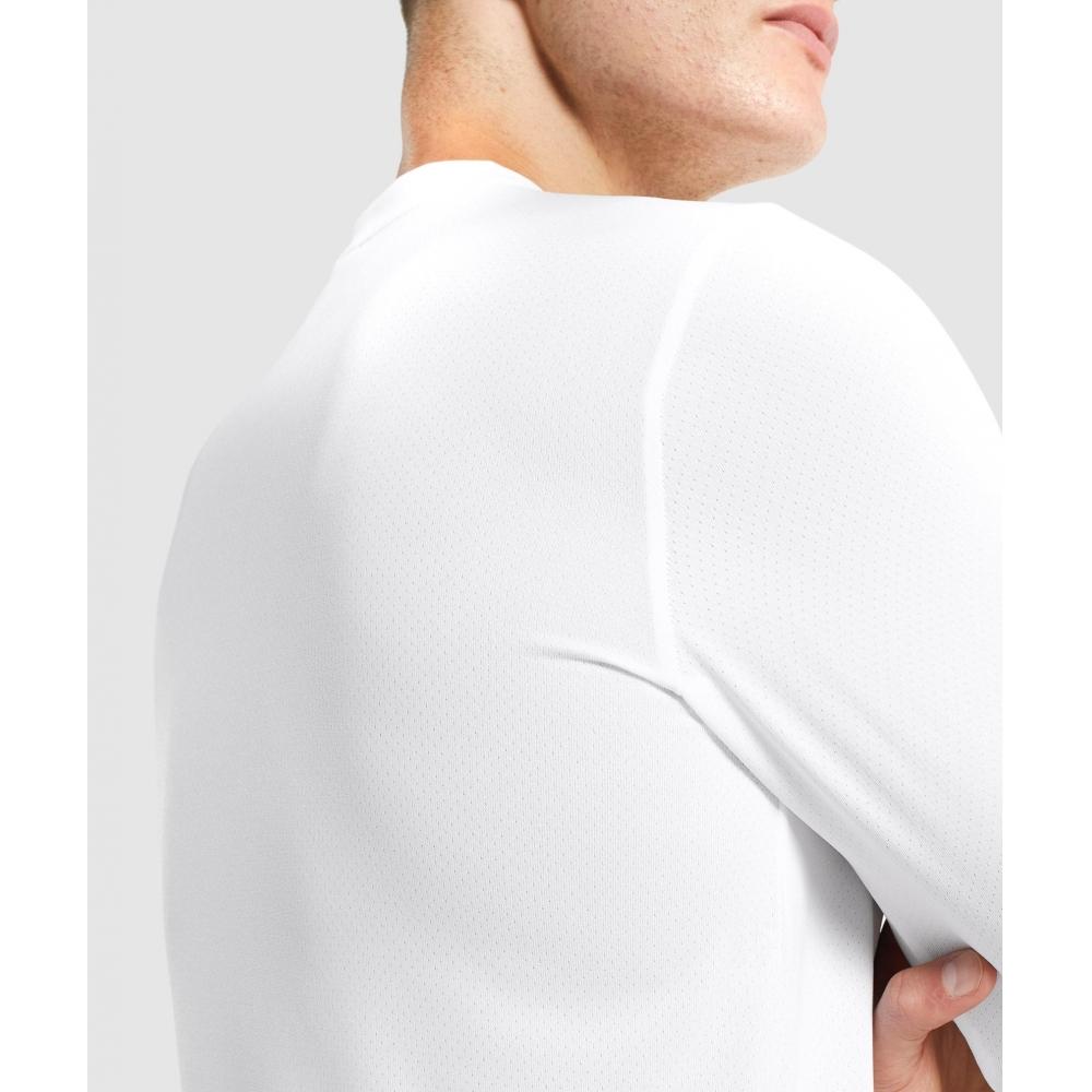 Gymshark Arrival Long Sleeve T shirT whiTe A2a1h Wbbm