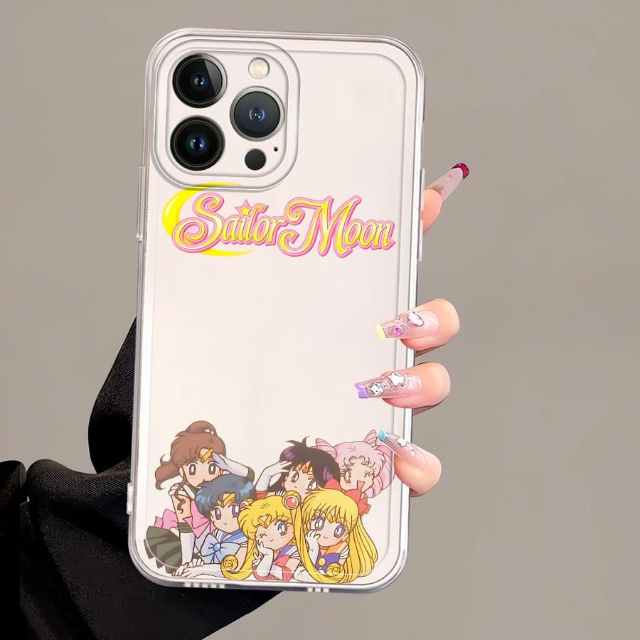Case for iPhone 17 Pro Max 12 Mini XR XS Max 16 Air 13 Pro 14 Plus 7 8 15 11 Soft Phone Cover Cartoon Sailor Moon
