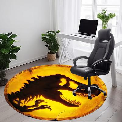 1PC Dinosaur Fossil Office Round Rug, Non Slip, Soft and Durable Office Rug for Interior Decoration, Perfect for Office