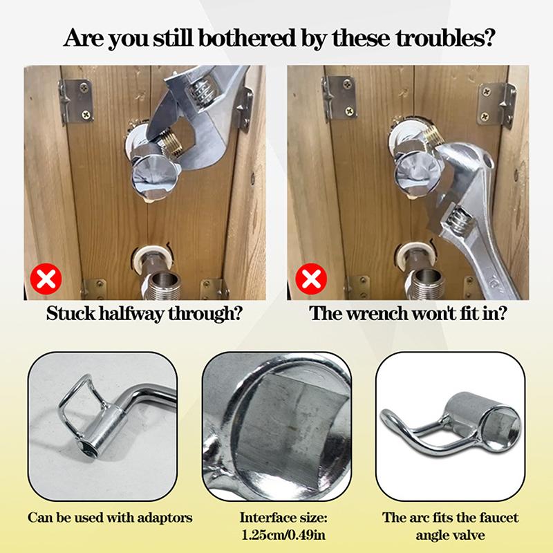 

Компактный гаечный ключ для угловых вентилей Мини-инструмент для ручного затягивания/снятия смесителей для ванной комнаты и угловых вентилей в труднодоступных местах onesize