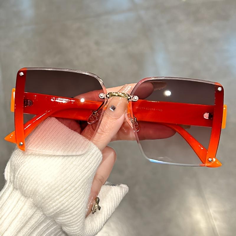 Oversized rimless for women men casual gradient fashion Anti glare shades for vacation beach party
