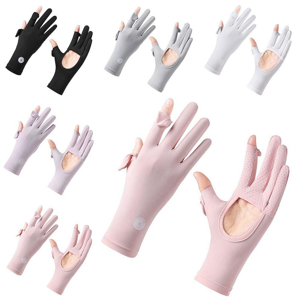 UV Protection Summer Sunscreen Gloves Thin Ice Silk Sun Protection Gloves Slip Resistant Elastic Anti-UV Mittens Women Girls