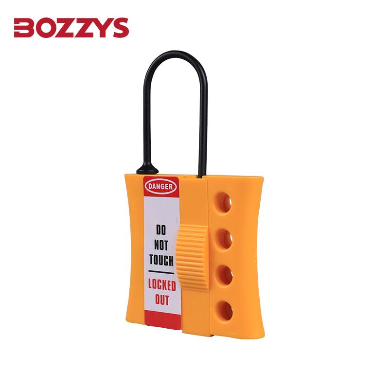 High Quality BOZZYS BD-K45 Yellow 4-Hole Insulated Nylon Padlock Key Safety Lockout Hasp Hook Plastic Shackle Industrial (as the picture,lockout hasp&Plastic&lockout hasp)